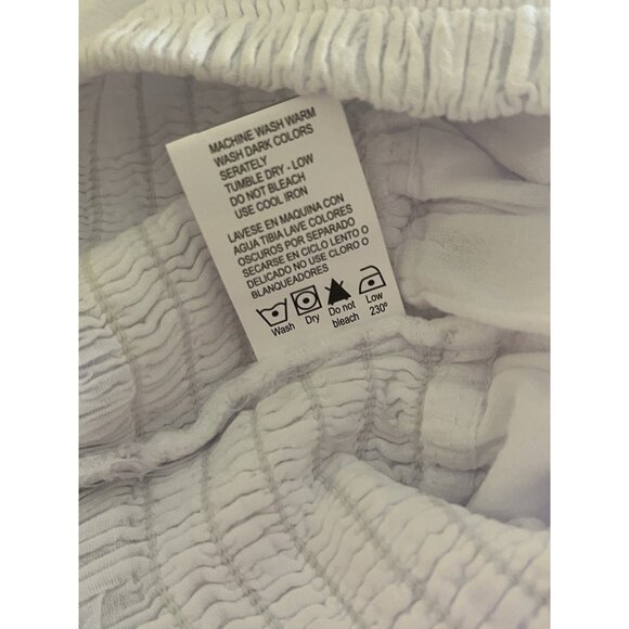 Blanco By Nature White Cotton Wide Leg Pants Large Smocked High Waist Resort NEW - Picture 11 of 11